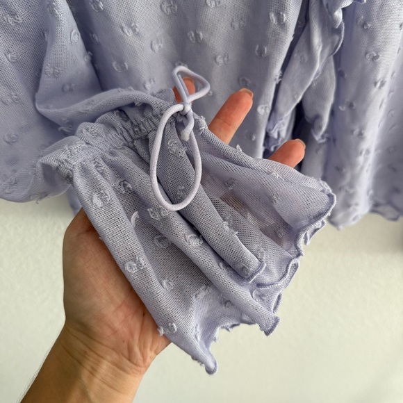 Anthropologie Lavender Bell Sleeve Ruffle Blouse Size XS Swiss Dot Fairy Boho - Picture 6 of 9